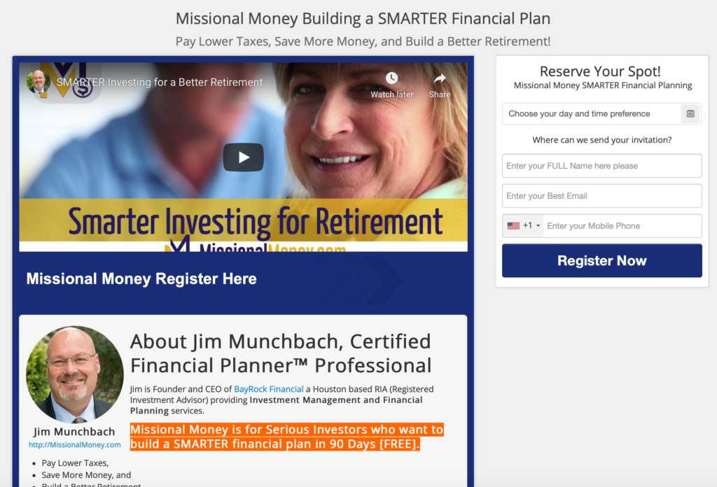 Smarter Investing for Retirement Registration